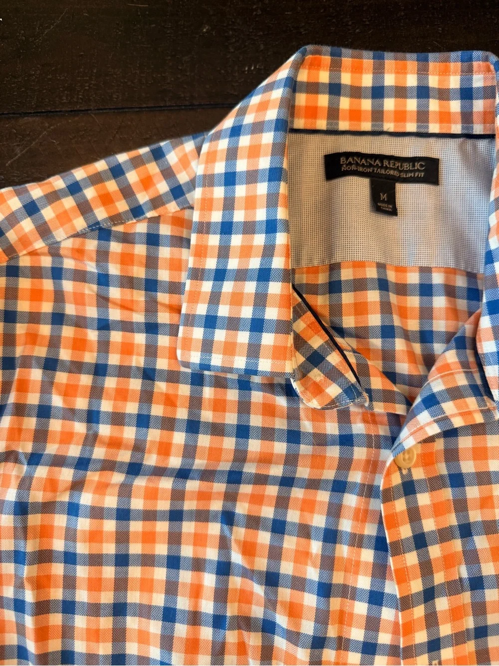 Banana Republic Orange and Blue Checked Dress Shirt